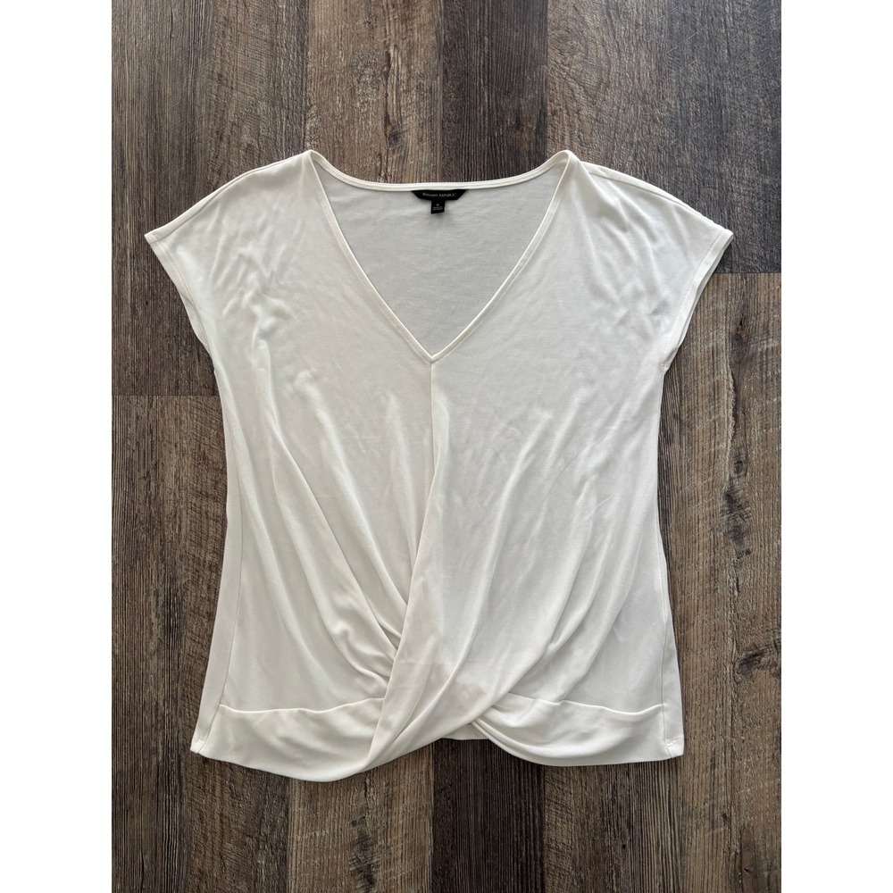 Banana Republic Cream Twist Front V-Neck Cap Sleeve Modal Top Small